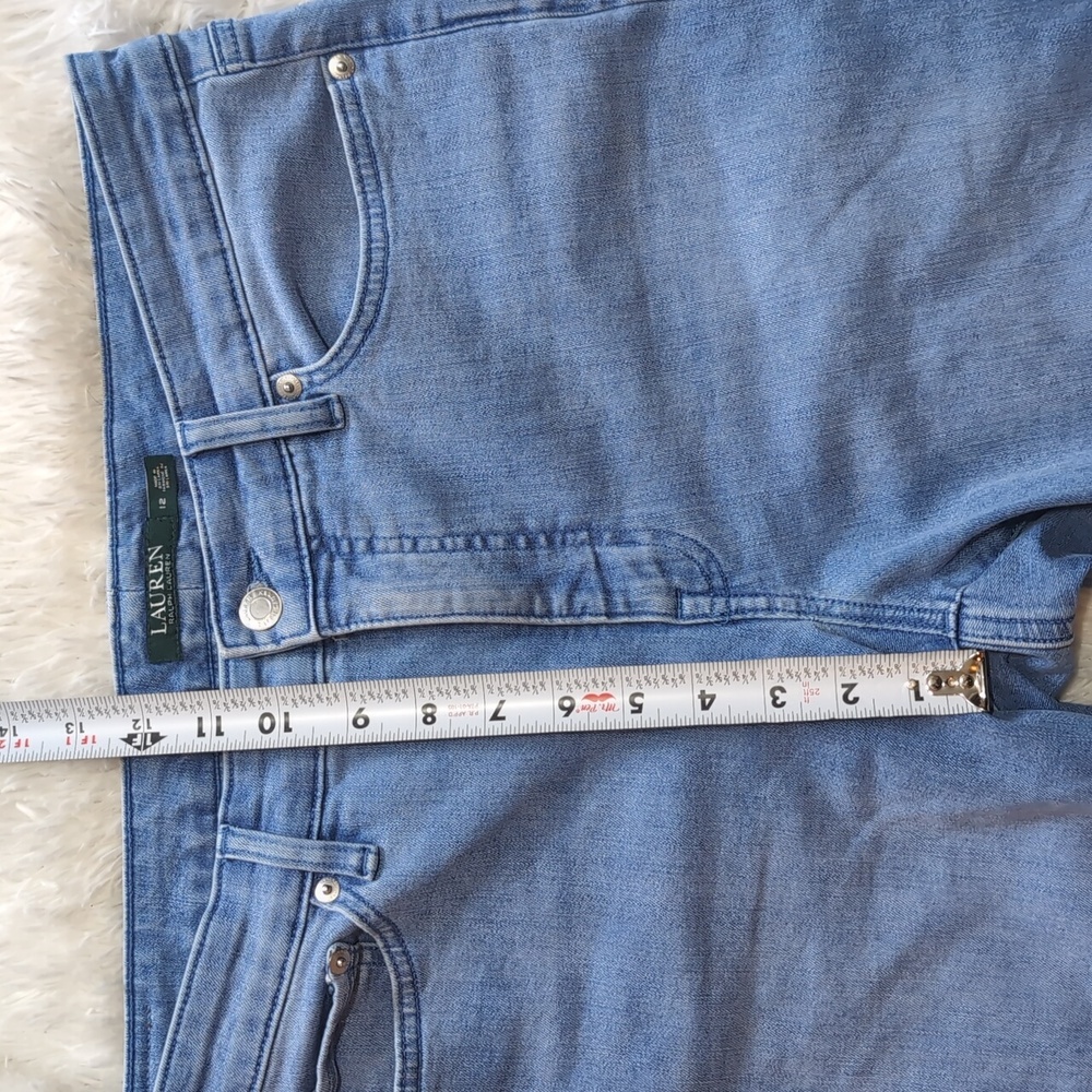 Lauren Ralph Lauren Blue Embroidered Straight Crop Jeans Size 12 - Picture 12 of 13